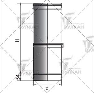 Труба телескопическая L = 330 мм (сталь 0,5 мм, диаметр 130 мм, зеркальная) TTvHR330