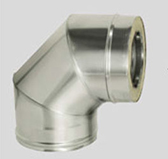 Отвод 90° с изоляцией (двустенный, сталь 0,5 мм, диаметр 150 мм.) OТFR90150-DADA