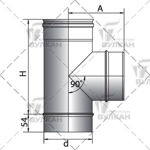 Тройники  90º; (сталь 0,5 мм, диаметр 200 мм, матовая) TRvHR90