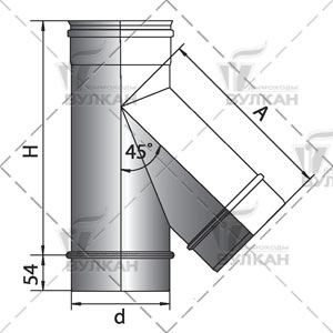Тройники 45º (сталь 0,5 мм, диаметр 200 мм, матовая) TRvHR45