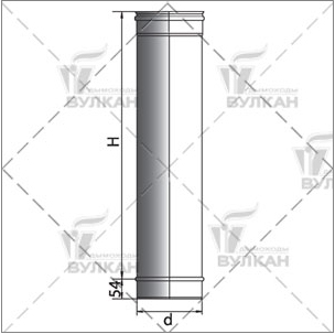 Труба L = 1000 мм (сталь 0,5 мм, диаметр 130 мм, зеркальная) TLvHR1000