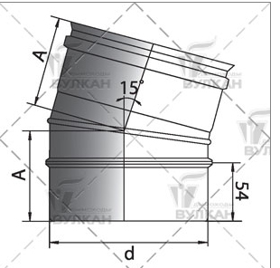 Отвод 15°; (сталь 0,5 мм, диаметр 250 мм, матовая) OTvHR15