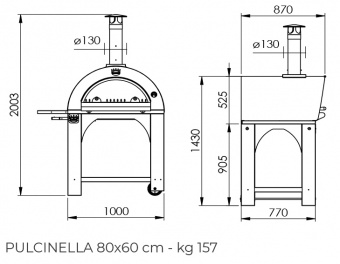 Печь Clementi Pulcinella 80 с окрашенной крышей на дровах