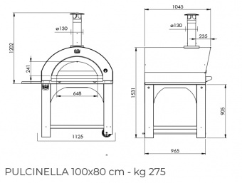 Печь Clementi Maxi Pulcinella 100 с окрашенной крышей на дровах