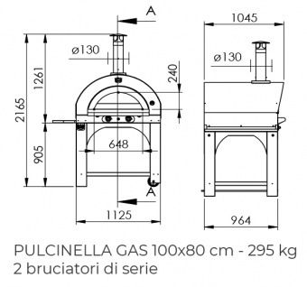 Печь Clementi Maxi Pulcinella 100 inox 304 на газу