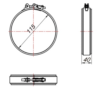 Хомут соединительный AISI 304 (сталь 0,5 мм, диаметр 115 мм, зеркальный)