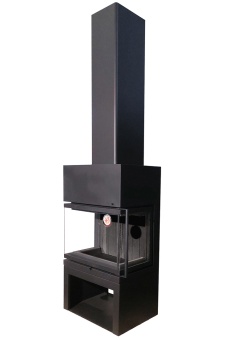 Камин EcoKamin Мадрид на дровнике подовый черный шамот