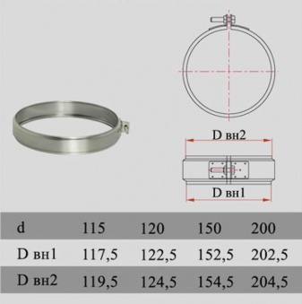 Хомут соединительный (сталь 0,5 мм, диаметр 115 мм) XSHdXX115-DA