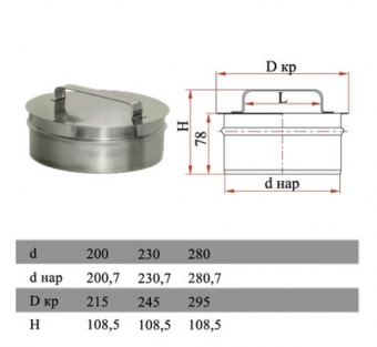Ревизия с изоляцией (двустенный, сталь 0,5 мм, диаметр 115 мм.) RDHR115-DA